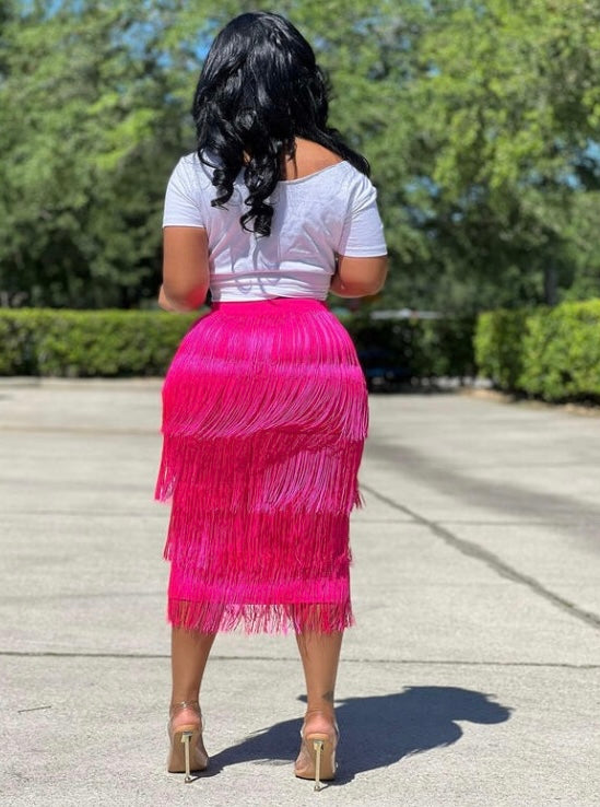 Ft. Worth State of Mind Feather Skirt - Pink - ShopperBoard