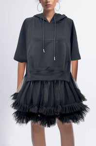 Tiered Tulle Tunic Hoodie