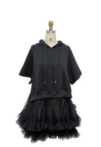 Tiered Tulle Tunic Hoodie