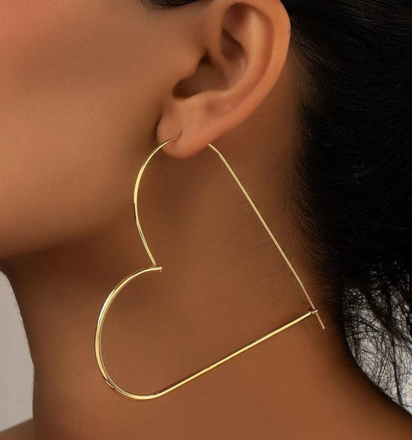 “I HEART YOU” Heart Hoop Earrings