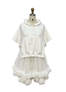 Tiered Tulle Tunic Hoodie