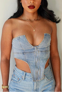 “Heated” Denim Top