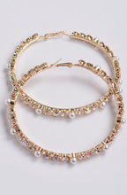 Load image into Gallery viewer, Pearl Bling Hoops