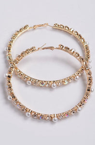 Pearl Bling Hoops