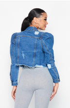 Load image into Gallery viewer, Puff Sleeve Denim Jacket