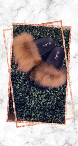 Fur Baby Slides- Brown