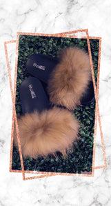 Fur Baby Slides- Brown