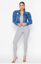 Load image into Gallery viewer, Puff Sleeve Denim Jacket